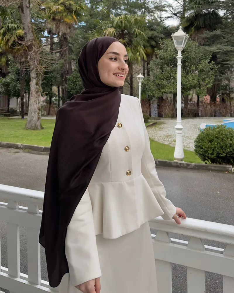 Acı Kahve Döngü Desen Jakar Şal