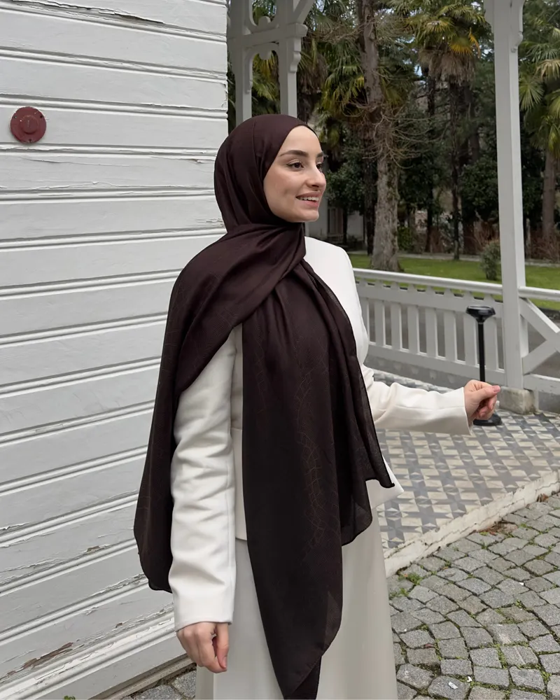 Acı Kahve Döngü Desen Jakar Şal · görsel 2