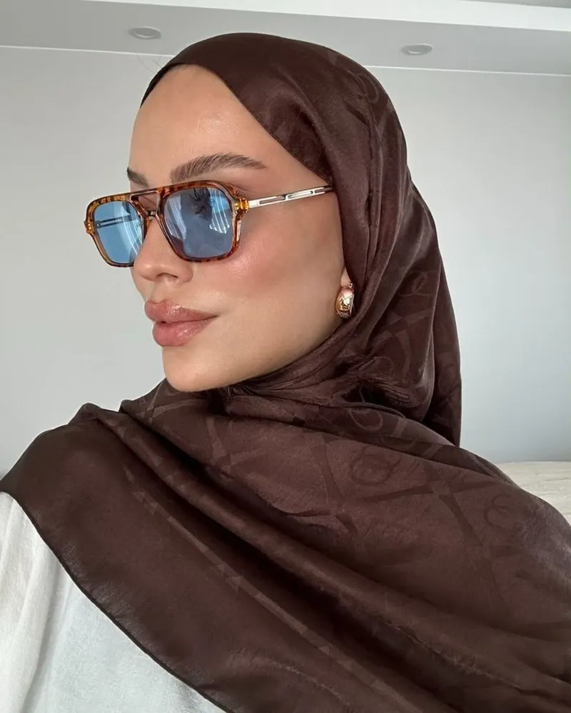 Acı Kahve Imannoor Armoni Desen Pamuk Jakar Şal · görsel 3