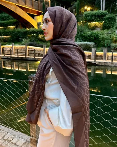 Acı Kahve Imannoor Aura Desen Pamuk Jakar Şal · Acı Kahve Imannoor