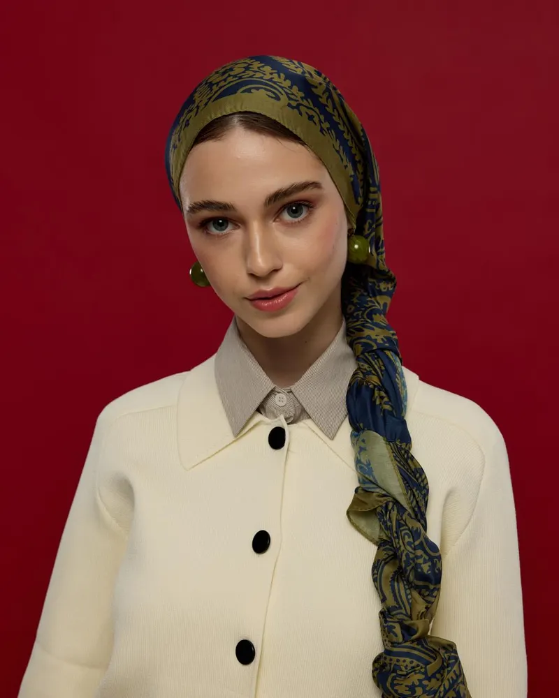 Altın & Lacivert Sultani Desen Şal - 72 · görsel 2
