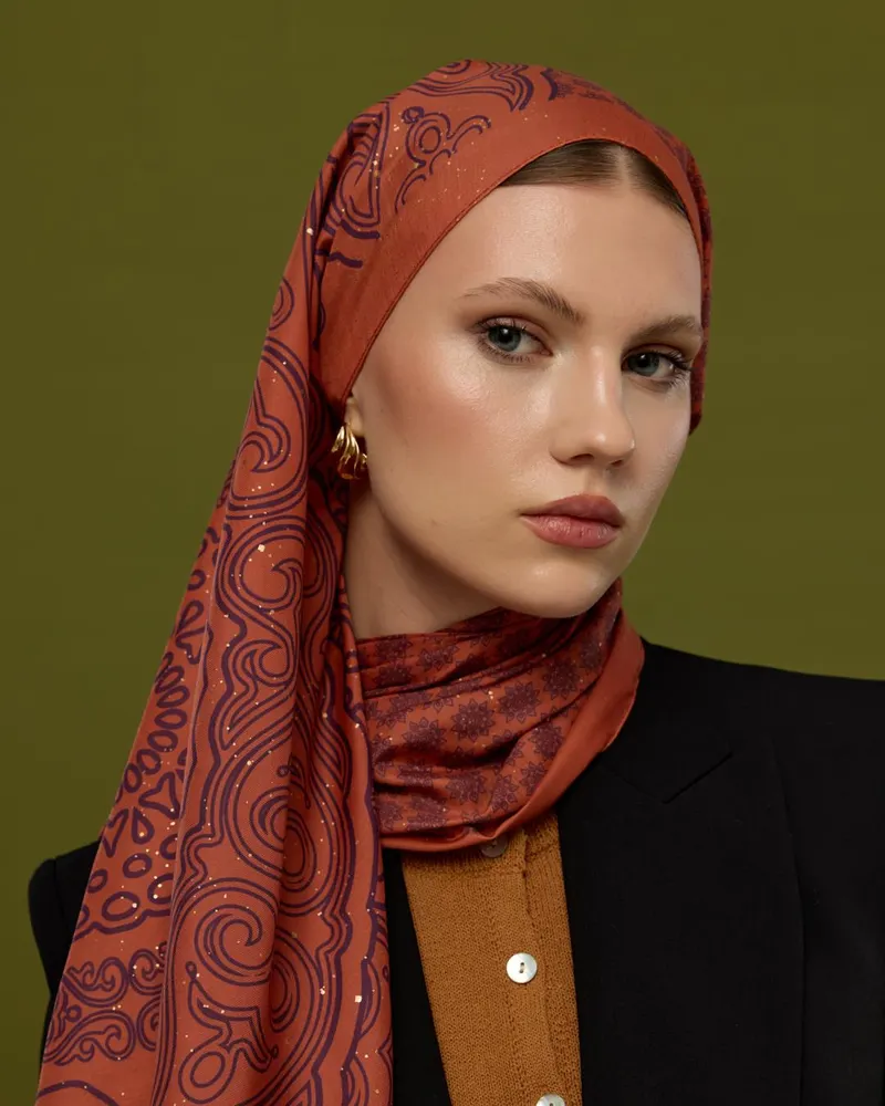 Amber & Patlıcan Bala Hatun Desen Şal - 28 · görsel 2