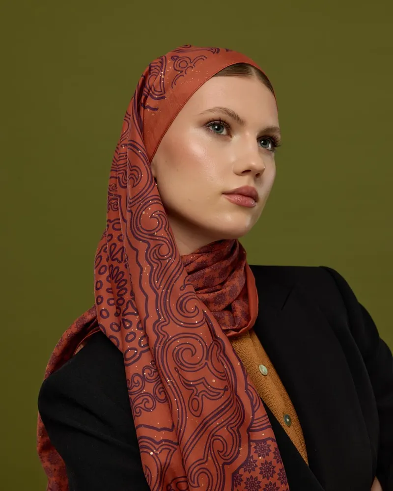 Amber & Patlıcan Bala Hatun Desen Şal - 28 · görsel 3