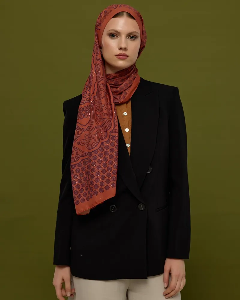 Amber & Patlıcan Bala Hatun Desen Şal - 28 · görsel 4