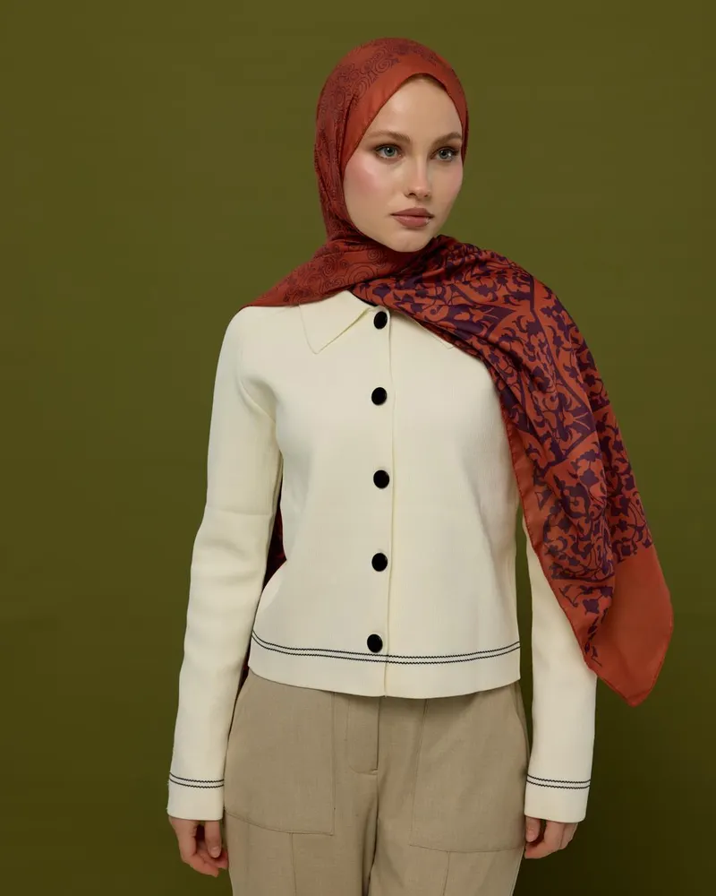 Amber & Patlıcan Saraylı Desen Şal - 28 · görsel 3