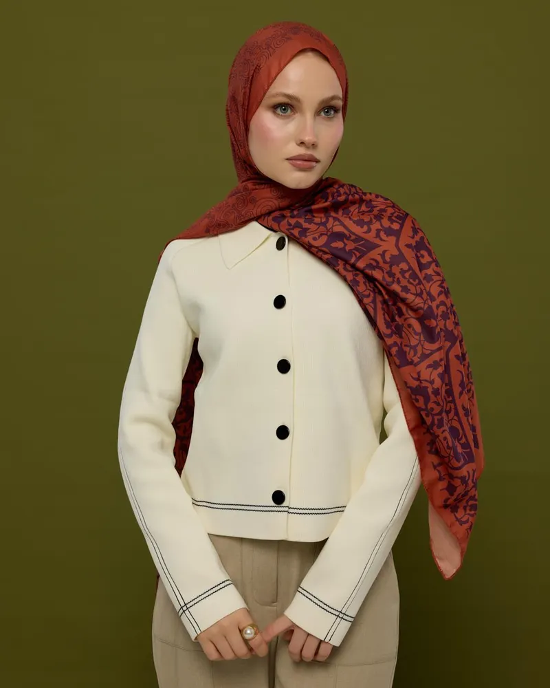 Amber & Patlıcan Saraylı Desen Şal - 28 · görsel 4