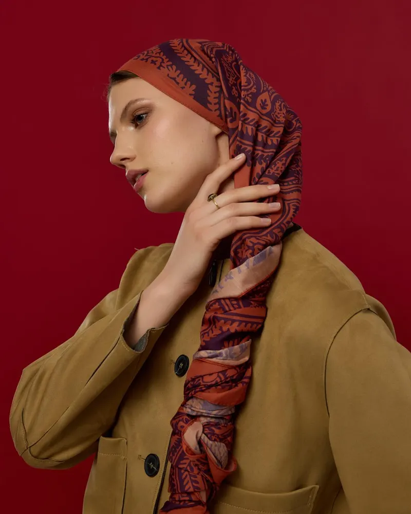 Amber & Patlıcan Sultani Desen Şal - 28 · görsel 2