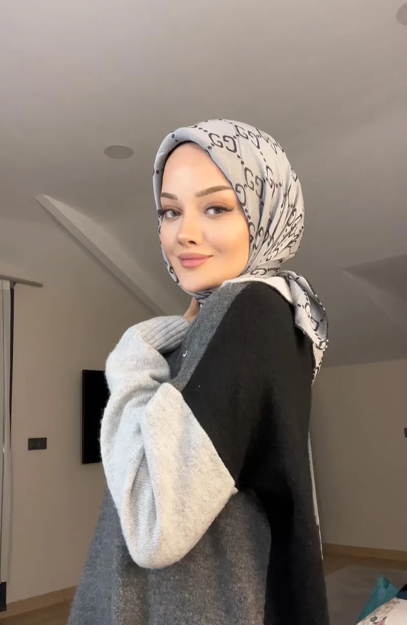 Antrasit G Desen Parlak Jakar Eşarp