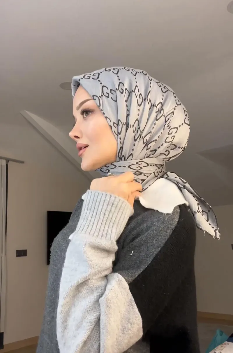 Antrasit G Desen Parlak Jakar Eşarp