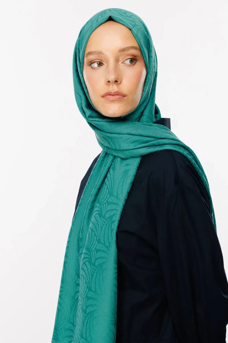 Mint Yeşili Artemis Desen İpeksi Jakar Şal