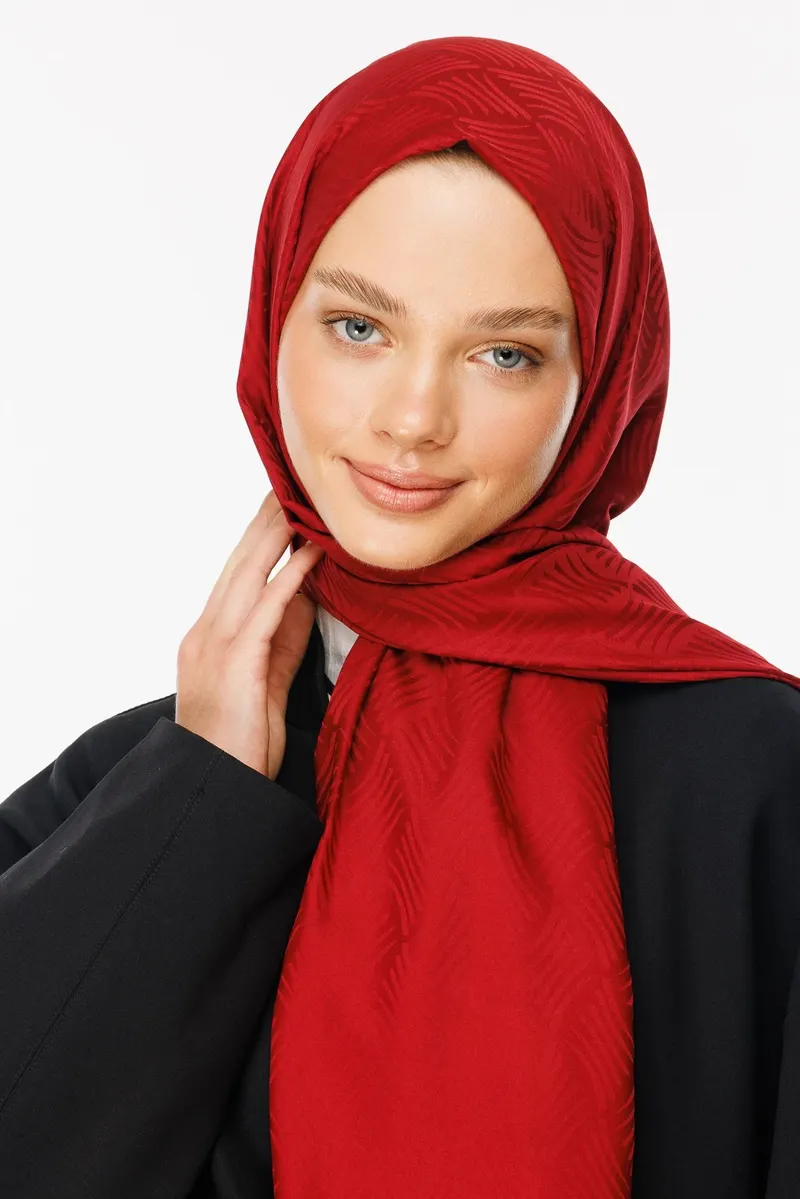 Vişne Çürüğü Aura Desen İpeksi Jakar Şal · görsel 2