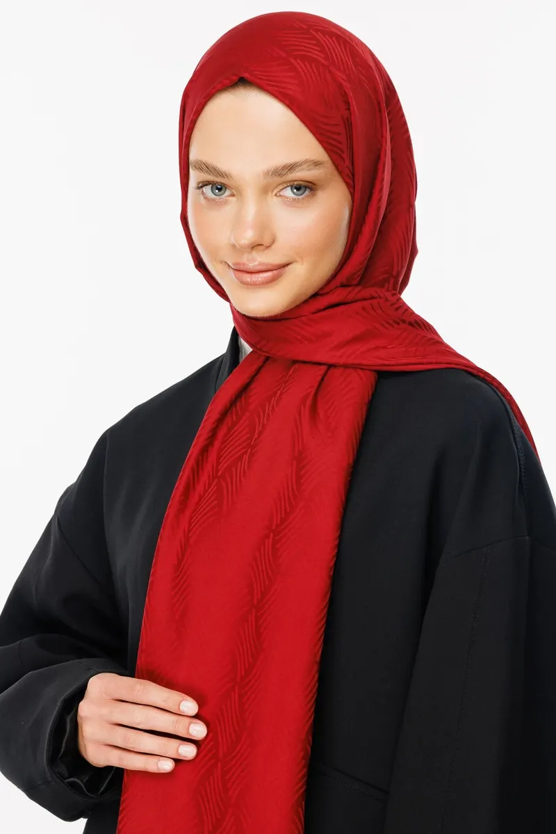 Vişne Çürüğü Aura Desen İpeksi Jakar Şal · görsel 3