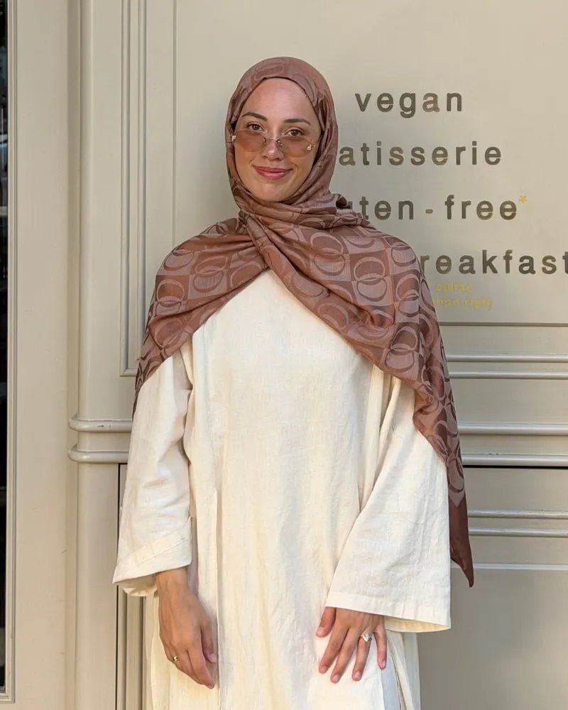 Bakır Imannoor Büyük Dama Desen Pamuk Jakar Şal