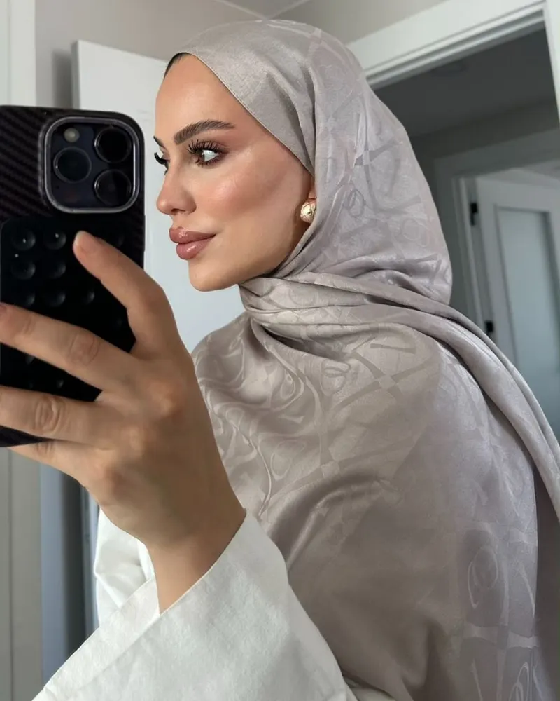 Bej Imannoor Armoni Desen Pamuk Jakar Şal · görsel 3