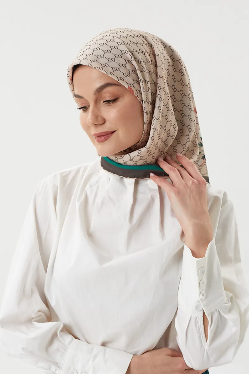 Bej - Rose Pamuk Eşarp