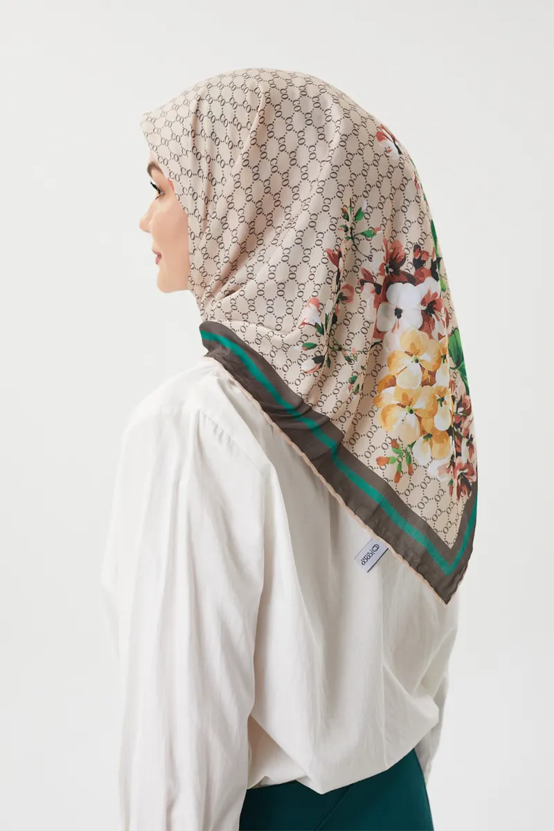 Bej - Rose Pamuk Eşarp