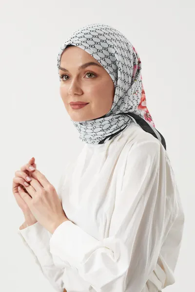Beyaz - Rose Pamuk Eşarp · Beyaz
