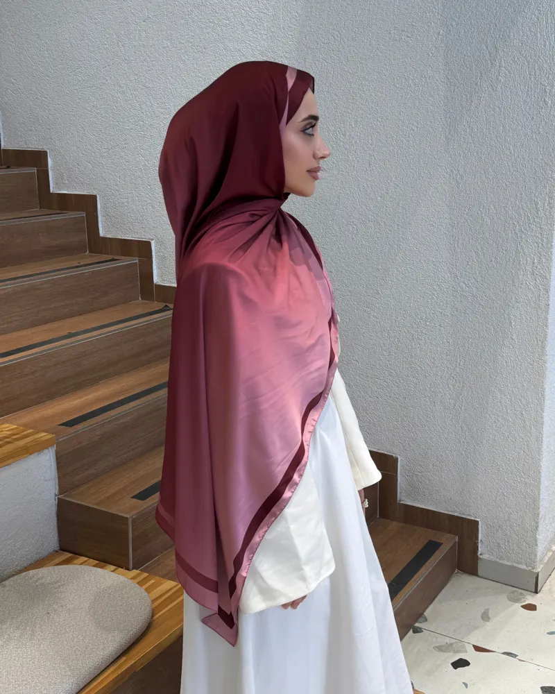 Bordo Degrade Desen Şal