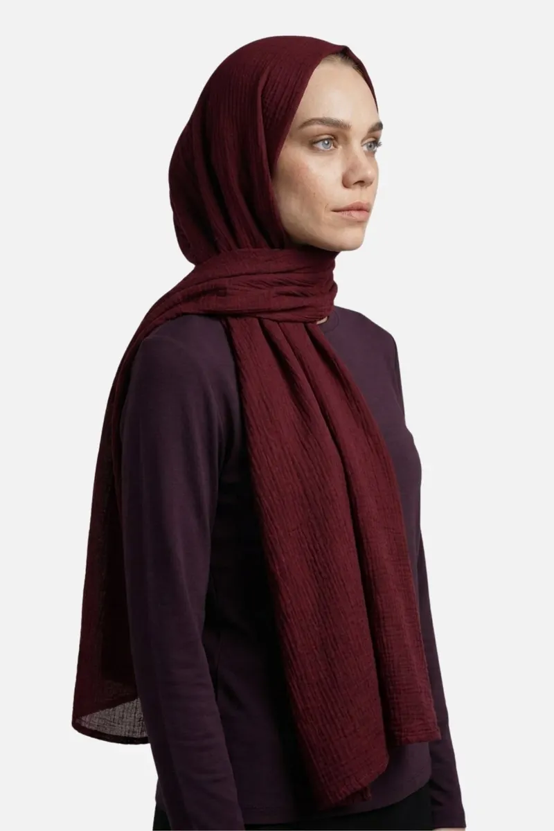 Bordo Degrade Müslin Şal
