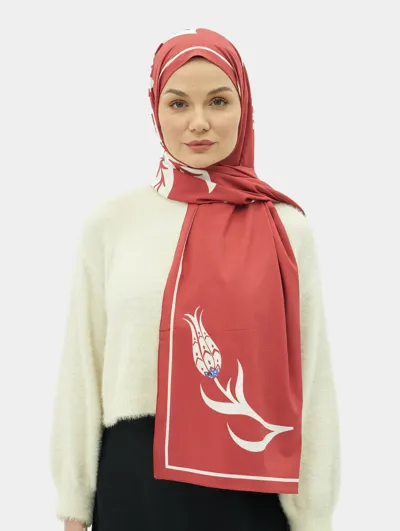 Bordo Hasna Desen Pamuk Vual Şal · Bordo