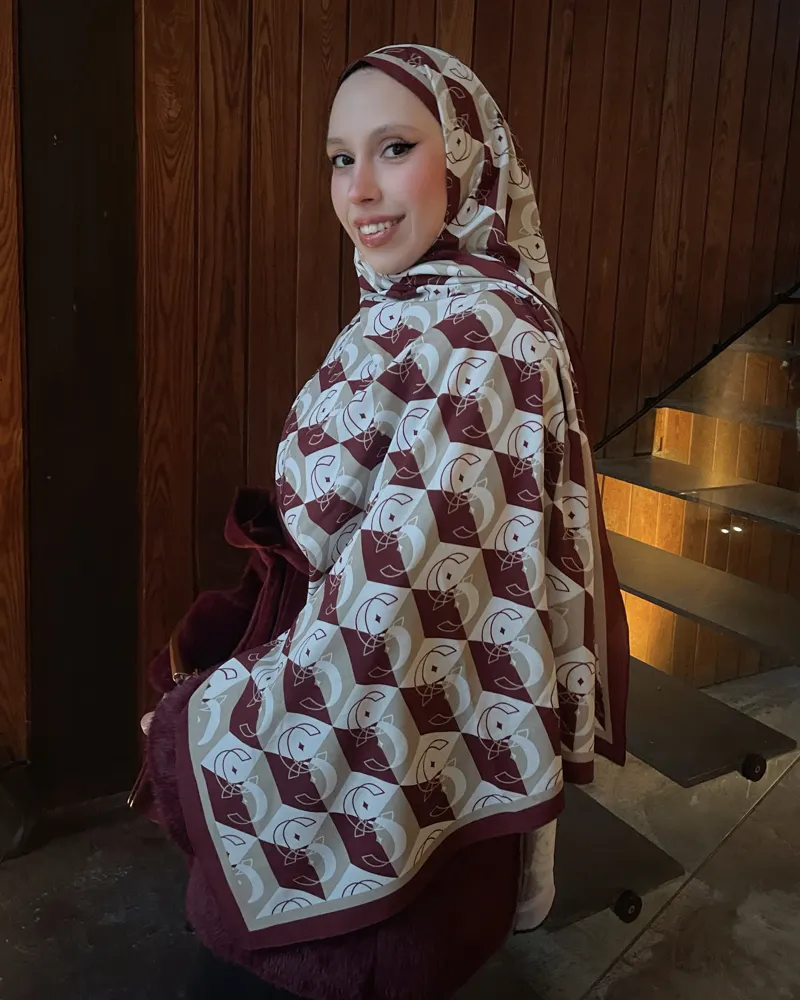 Bordo Icon Vual İpek Şal · görsel 2