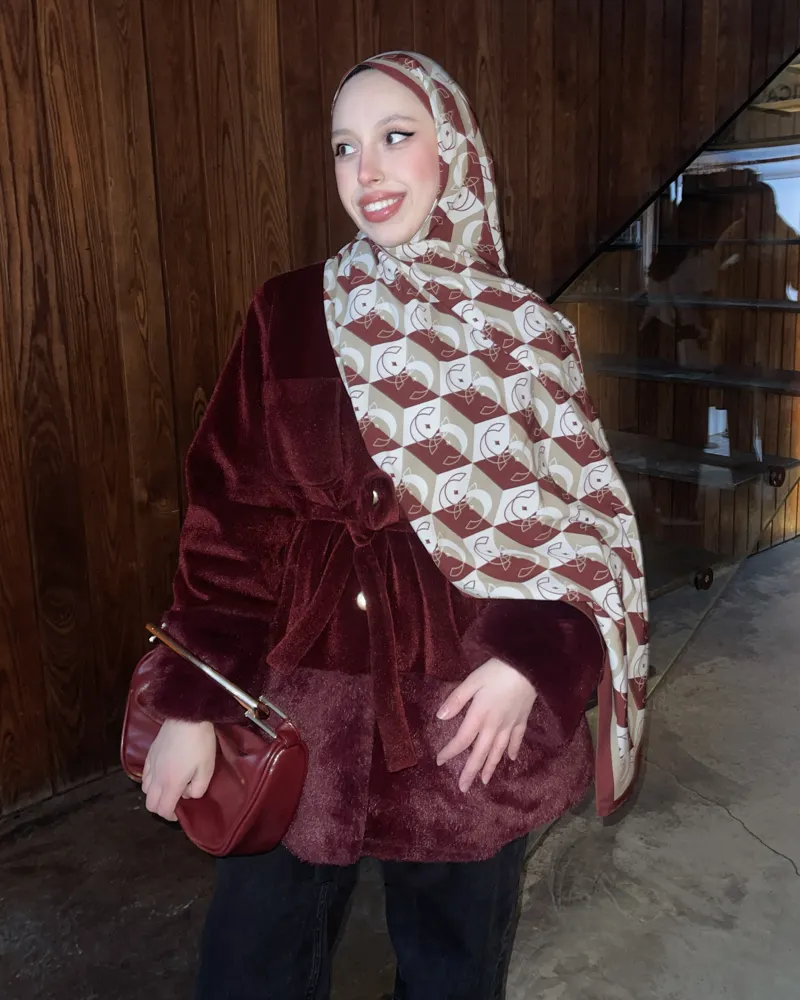 Bordo Icon Vual İpek Şal · görsel 3