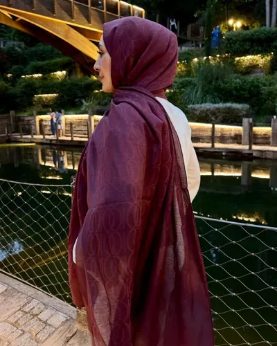 Bordo Imannoor Aura Desen Pamuk Jakar Şal · Bordo Imannoor