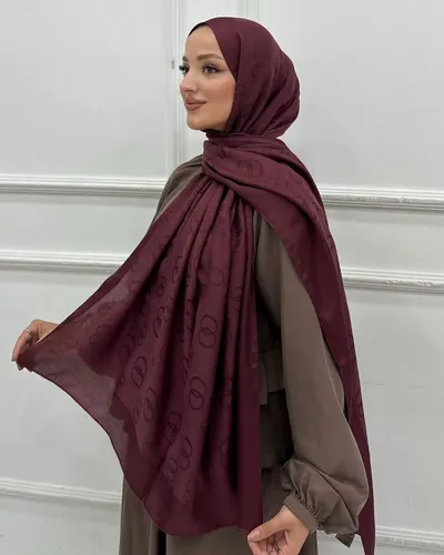 Bordo Imannoor Luna Desen Pamuk Jakar Şal · Bordo Imannoor