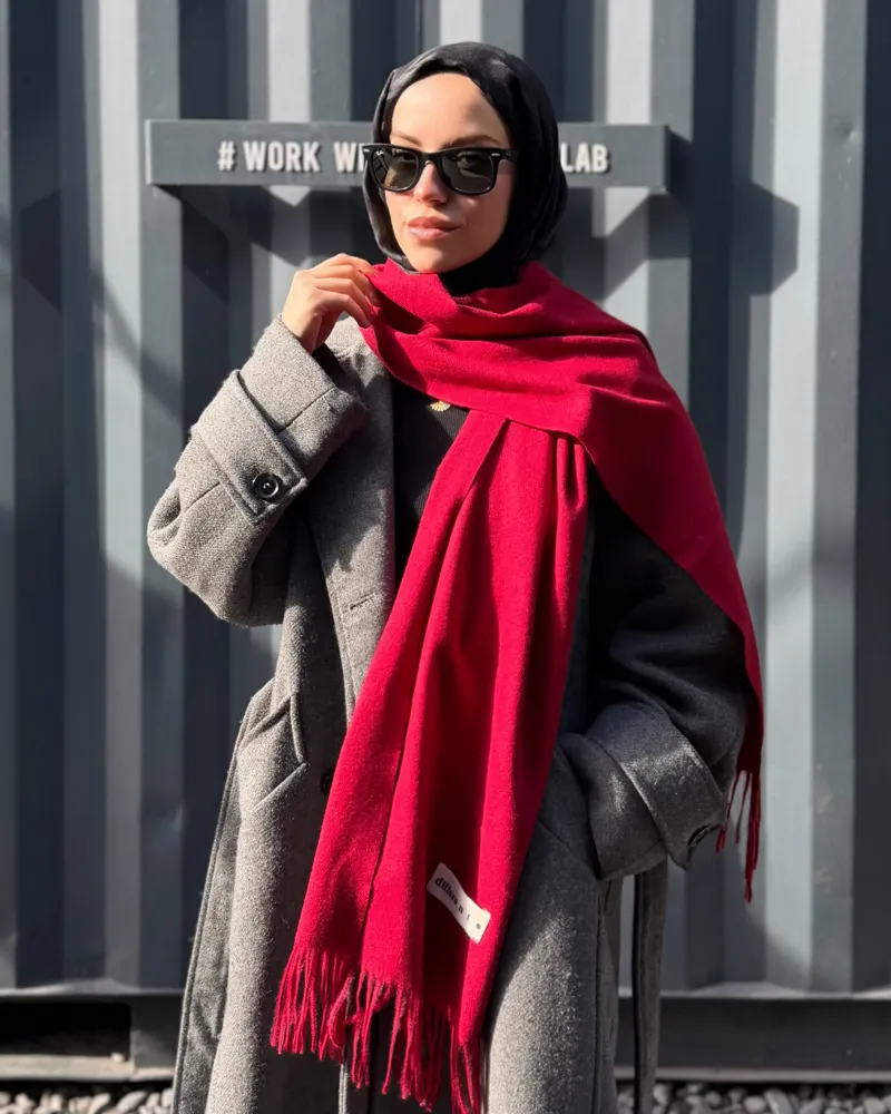 Bordo İthal Kaşmir Atkı