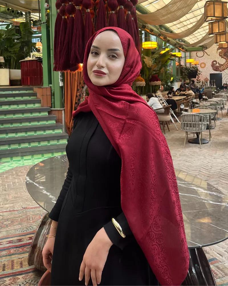 Bordo Lavin Desen Jakar Şal