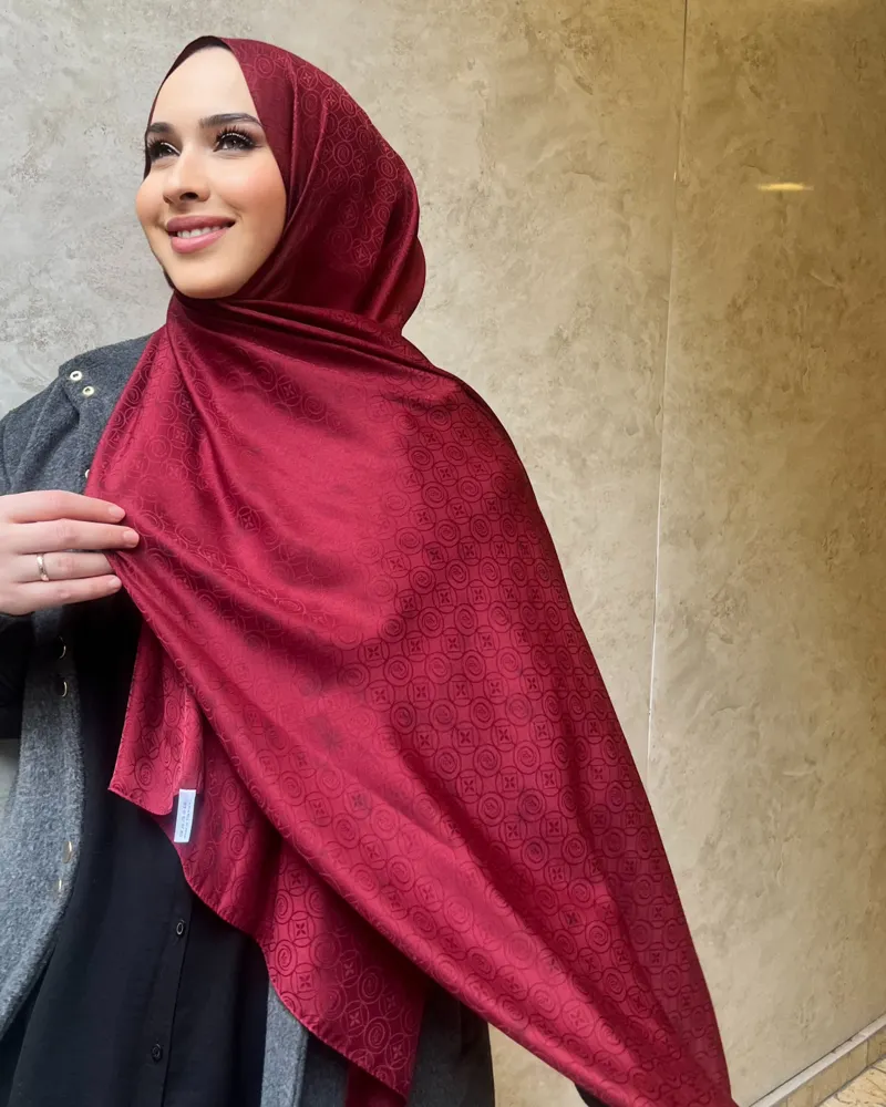 Bordo Luxe Desen Jakar Şal · görsel 2