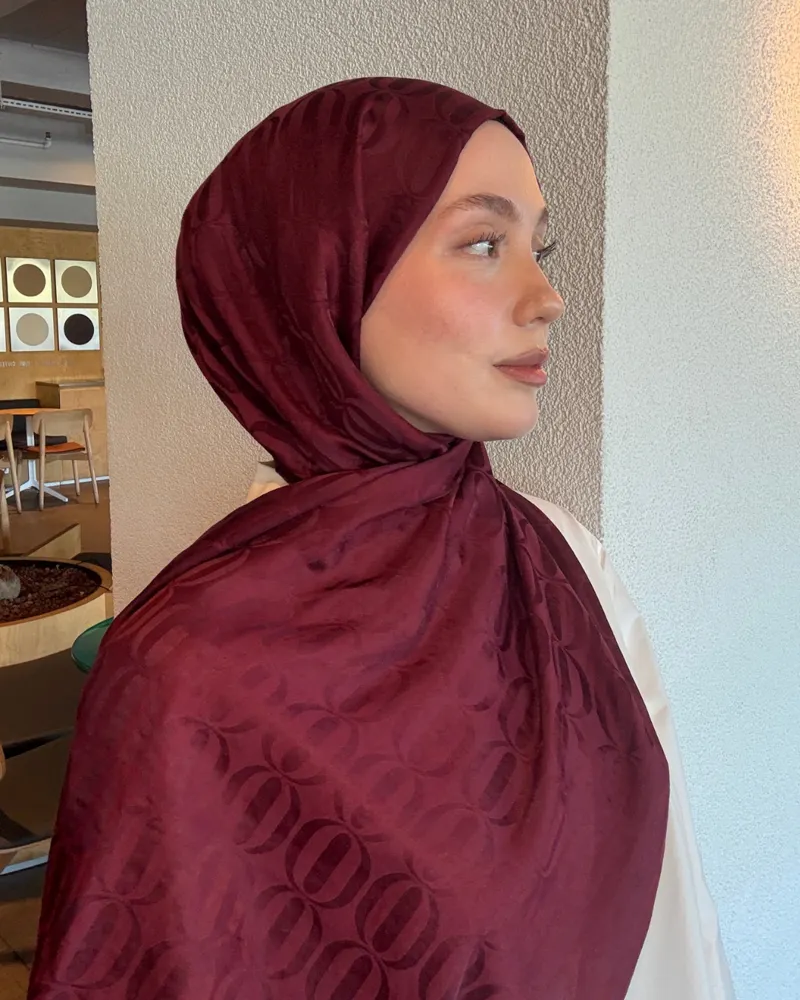 Bordo Nova Desen Jakar Şal
