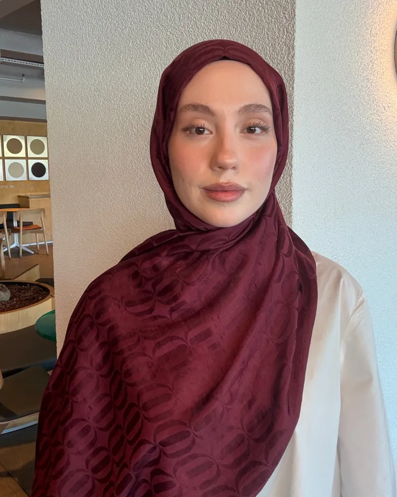 Bordo Nova Desen Jakar Şal