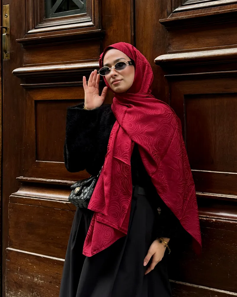 Bordo Revan Desen Jakar Şal · görsel 2