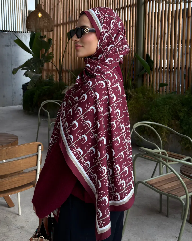 Bordo Royal Vual İpek Şal