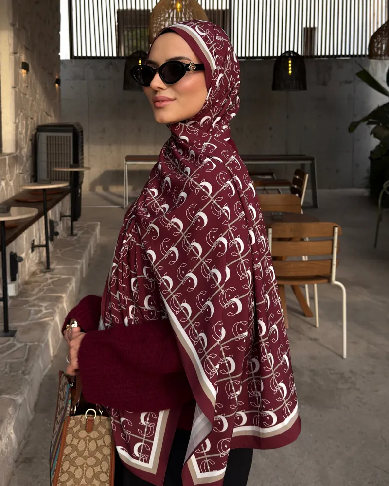 Bordo Royal Vual İpek Şal