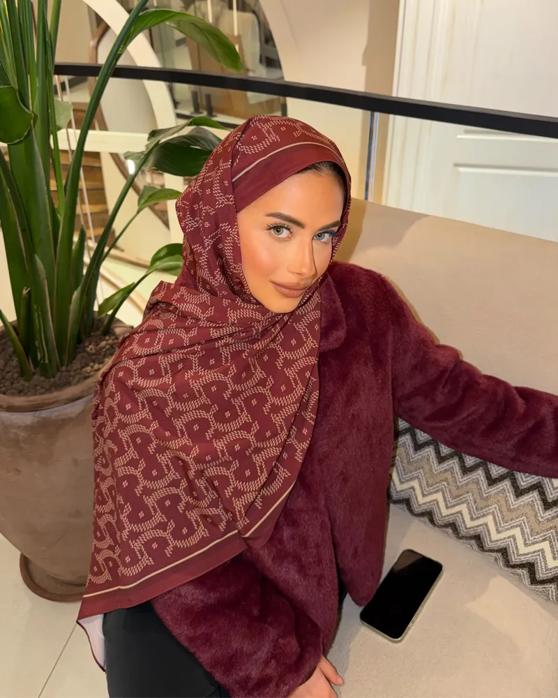 Bordo Select Vual İpek Şal