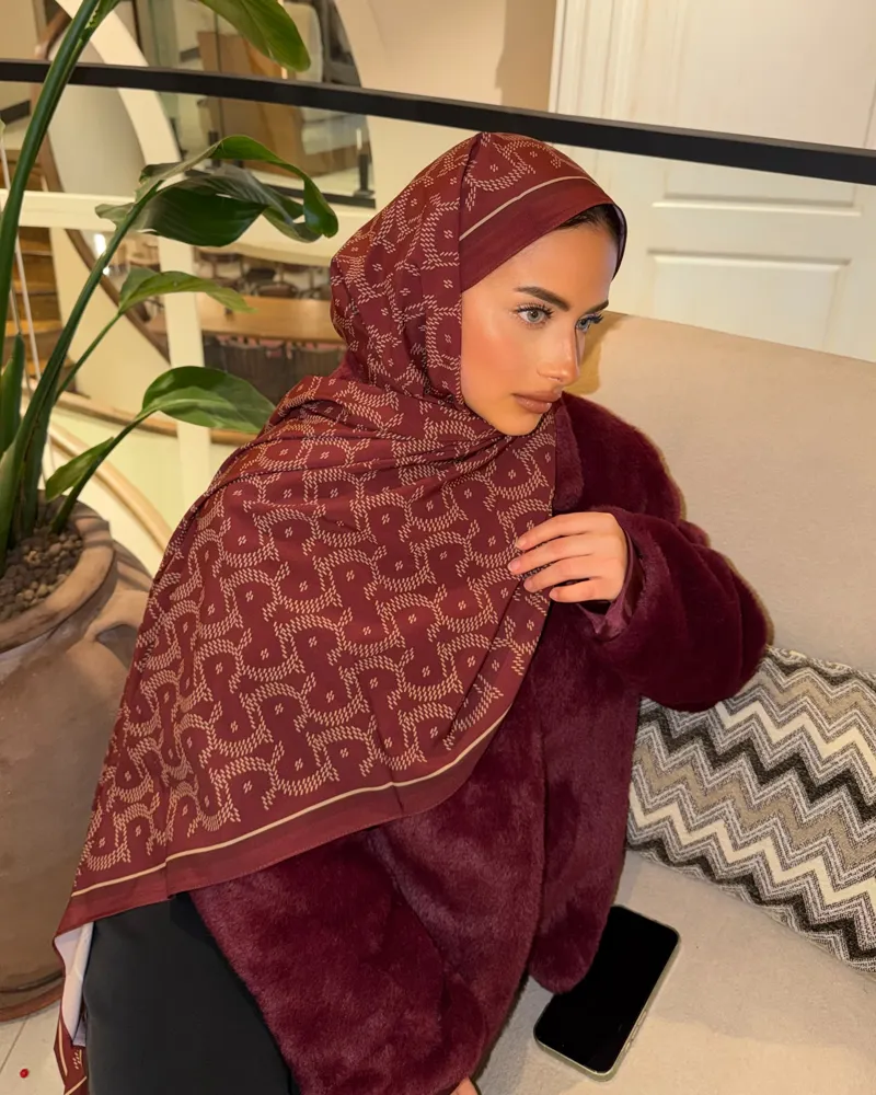Bordo Select Vual İpek Şal