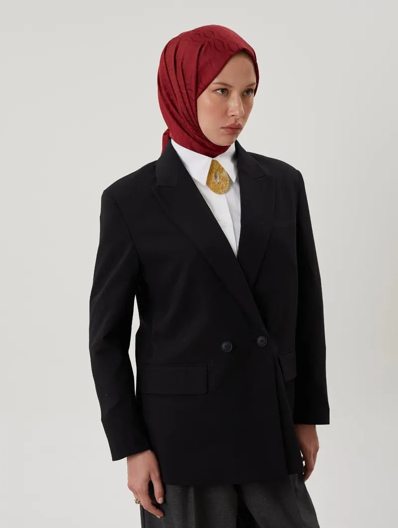 Bordo Shine Desen Jakar Şal · görsel 2