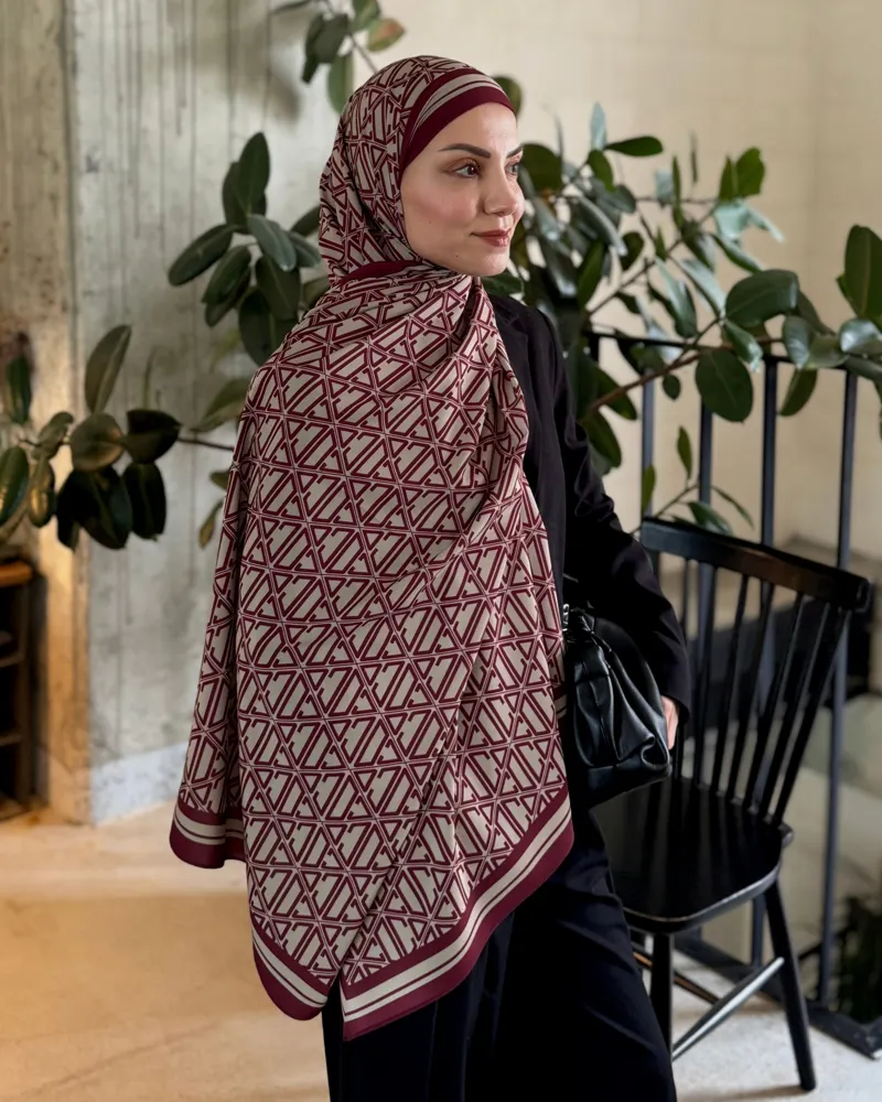 Bordo Signature Vual İpek Şal