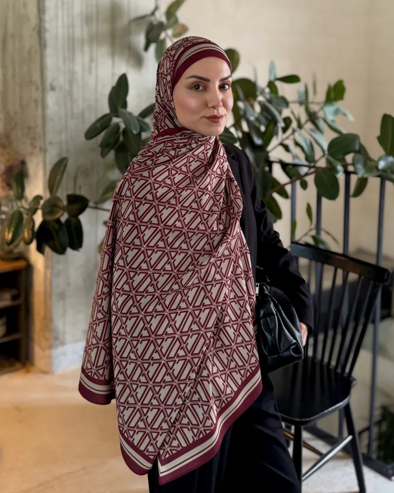 Bordo Signature Vual İpek Şal