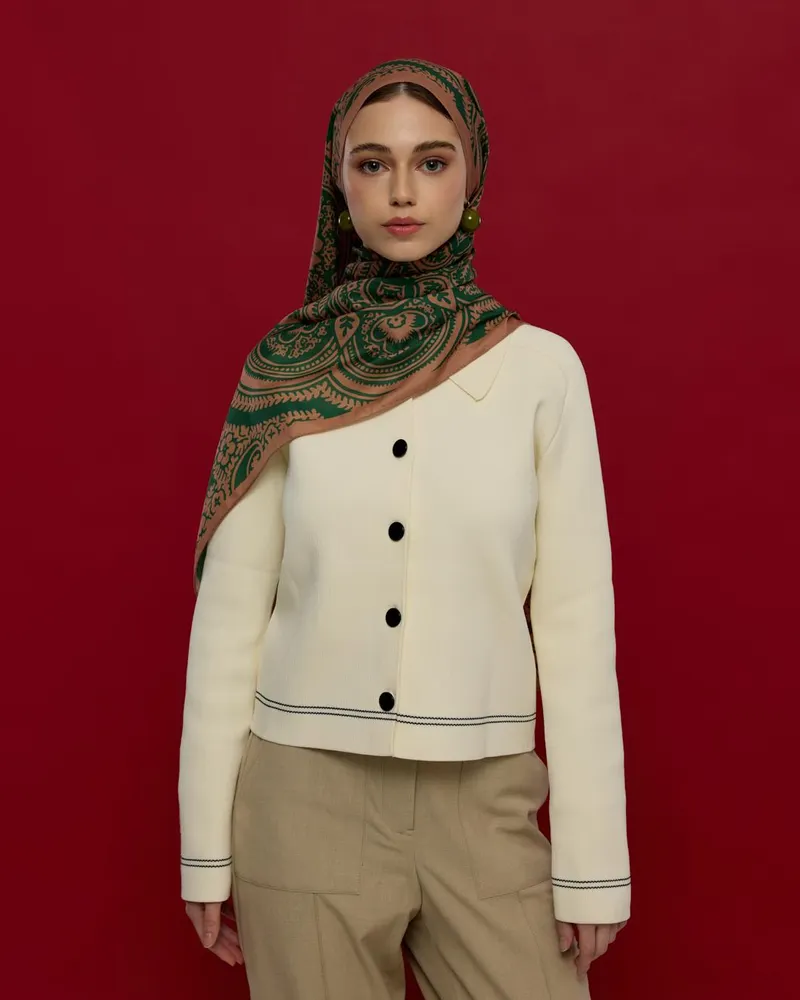 Bronz Şafak & Orman Yeşili Sultani Desen Şal - 20 · görsel 2