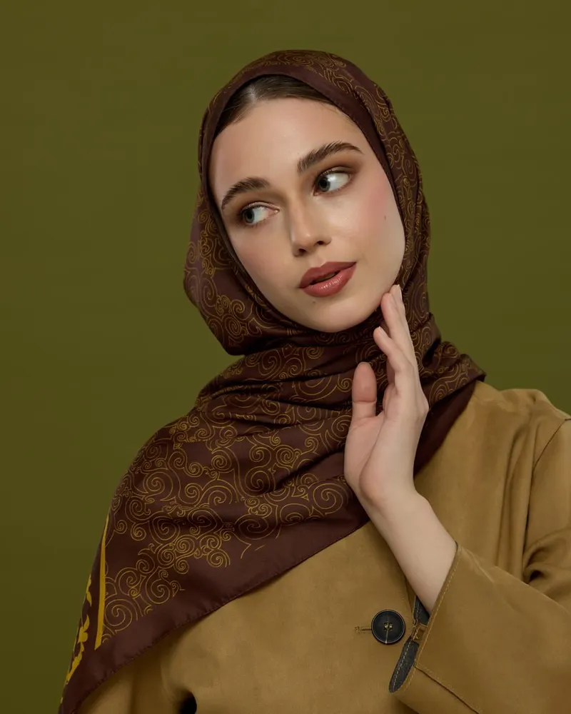 Buhur Kahvesi & Saf Sarı Saraylı Desen Şal - 43 · görsel 2