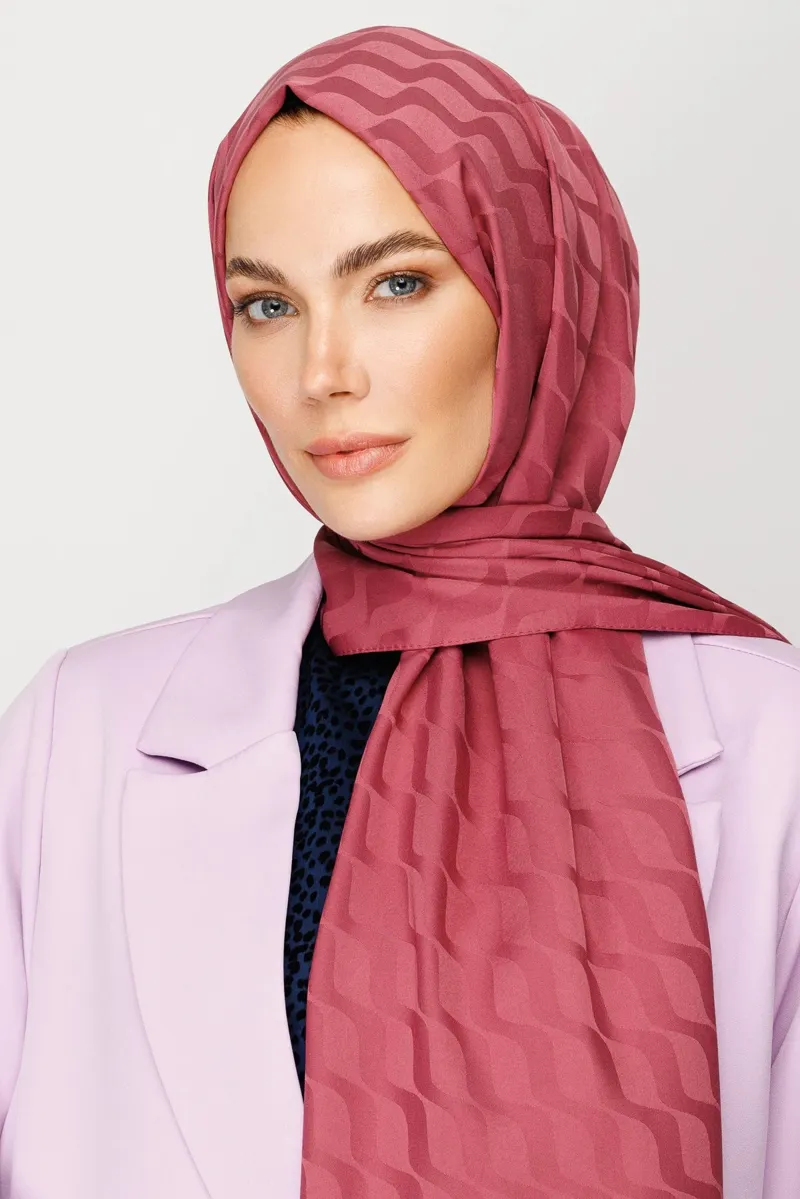Gül Kurusu Dalga Desen İpeksi Jakar Şal