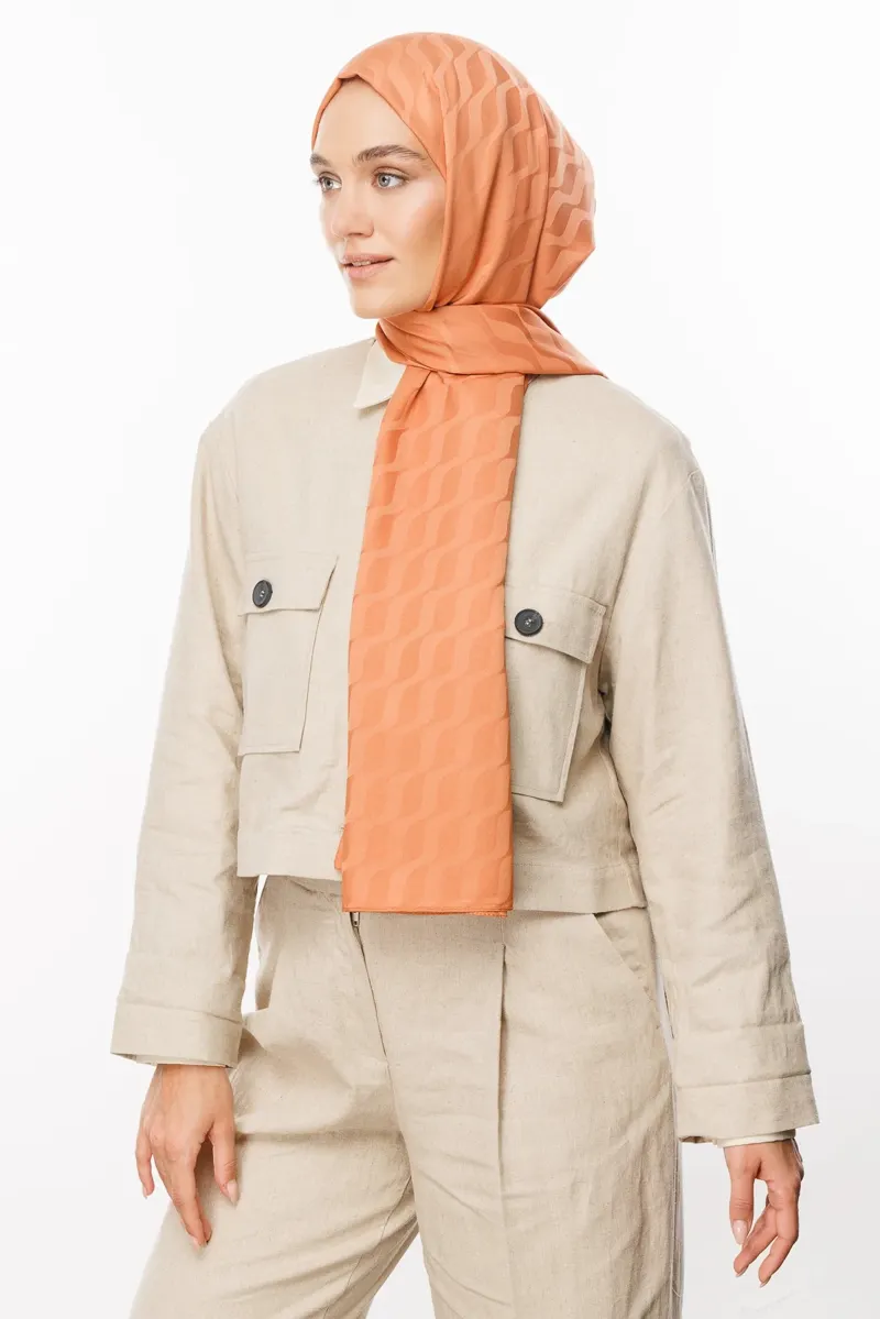 Yavruağzı Dalga Desen İpeksi Jakar Şal