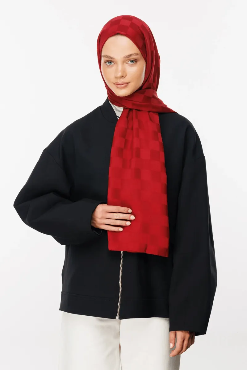 Magenta Dama Desen İpeksi Jakar Şal · görsel 2