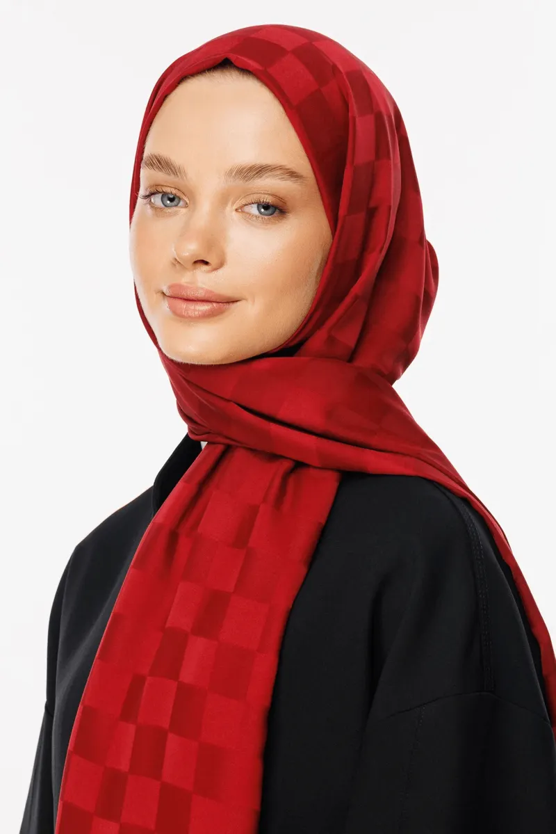 Magenta Dama Desen İpeksi Jakar Şal · görsel 3