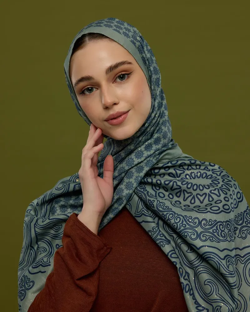 Duman & Lacivert Bala Hatun Desen Şal - 70