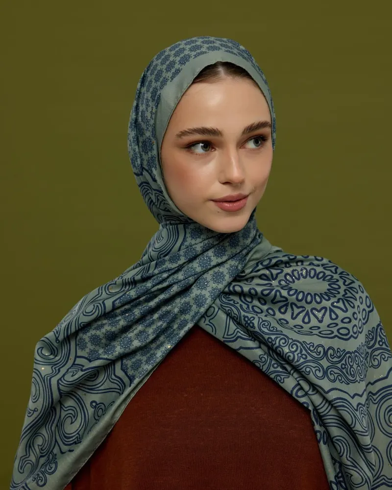 Duman & Lacivert Bala Hatun Desen Şal - 70
