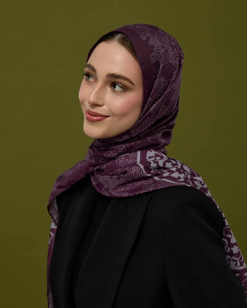 Erguvani & Leylak Saraylı Desen Şal - 01
